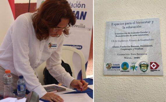 Estudiantes y familias beneficiadas por el proyecto educativo de Banasan.